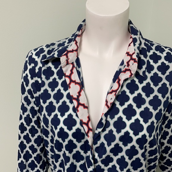 Lands’ End Navy & White Button Front Dress Coverup - Picture 8 of 9